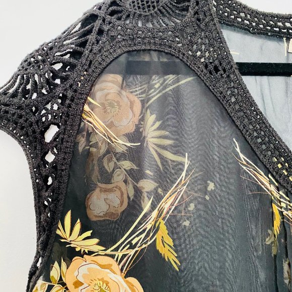 Anthropologie | Meadow Rue Sheer Black Floral Top - Picture 5 of 7